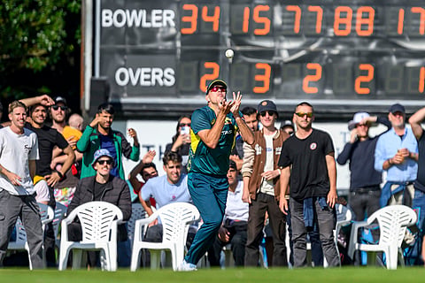 Scotland Vs Australia, 1st T20I: Xavier Bartlett of Australia makes a catch 